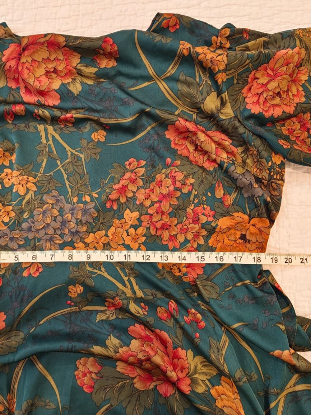 Baltic Born Agnes Satin Maxi Dress Womens 1XL Dark Green Floral Slit Tie NEW - Picture 14 of 15
